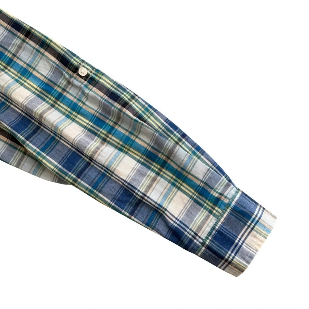 Levi's Plaid Button-Up Shirt Blue Yellow Long Sleeve Casual Men's Size Medium